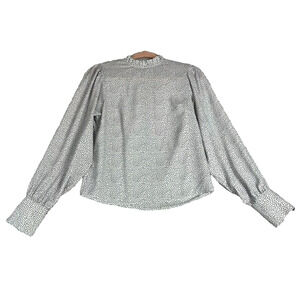 Maison d'Amelie Paris Blouse XS White Black Polka Dot Blouse Ruffle Smocked